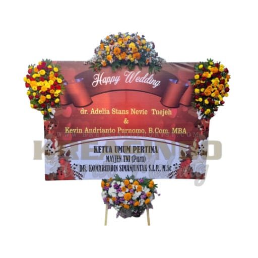 Bunga papan happy wedding