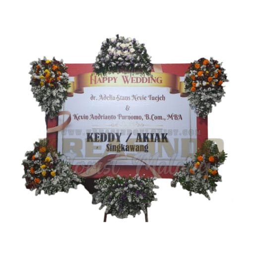 Papan Bunga Ucapan Happy Wedding